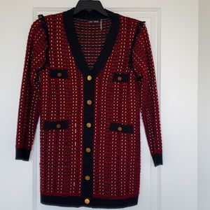 Love Token - Parisian Tweed Buttoned Front Cardigan small